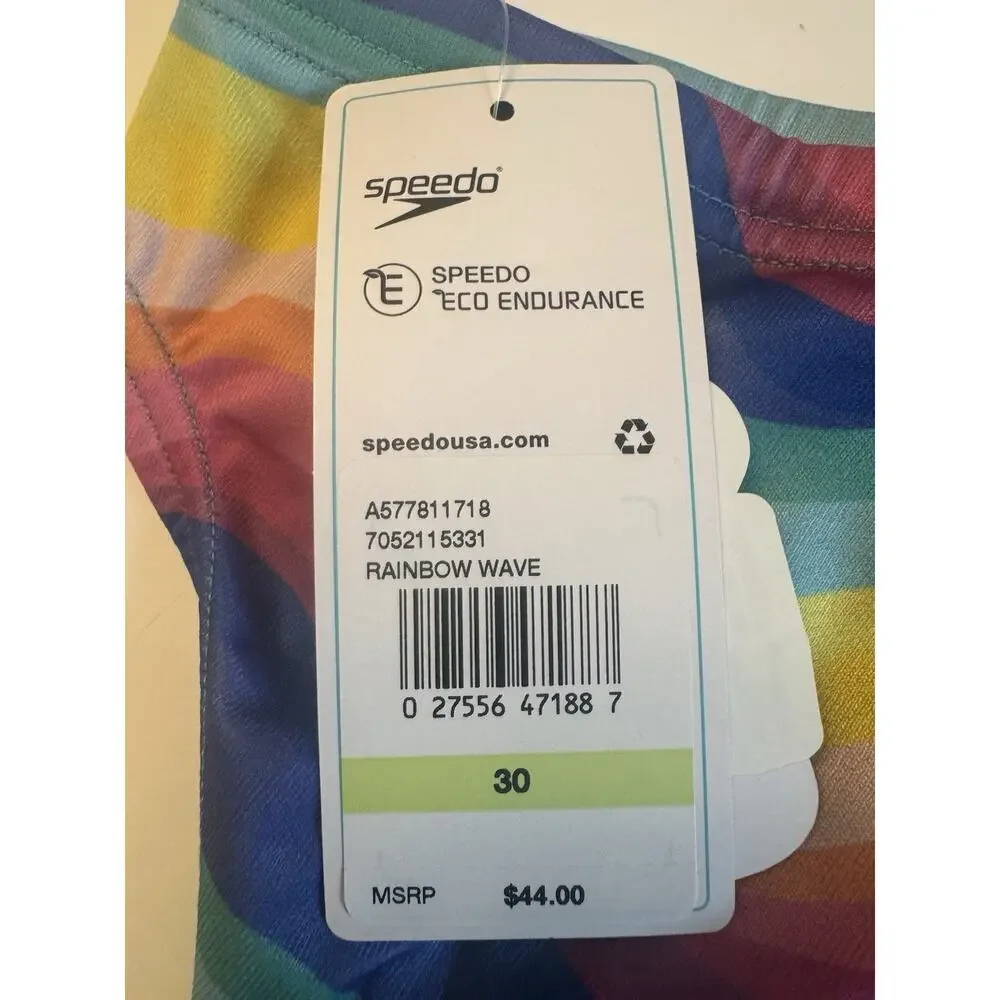 Speedo Eco Endurance Rainbow Wave Swim Briefs Size 30 NWT Pride